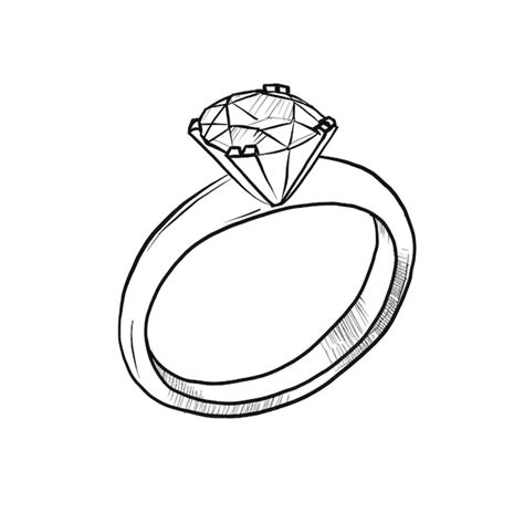Illustration d'une main tenant une bague de fiançailles avec un diamant étincelant