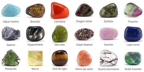 Illustration de diverses pierres précieuses et semi-précieuses aux couleurs variées