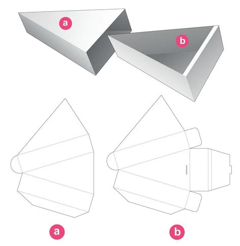 Illustration d'une boîte triangulaire à gâteau avec indication des dimensions