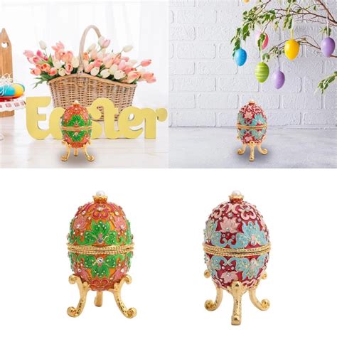 Exemple de boîte en forme d'œuf décorée pour Pâques