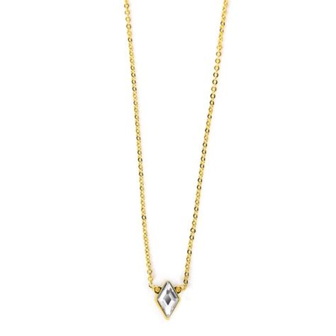 Collier Losange solo de la marque Les Interchangeables, bijou en laiton doré à l'or fin avec un cristal.