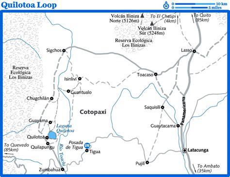 Carte schématique de la boucle de Quilotoa avec les étapes principales