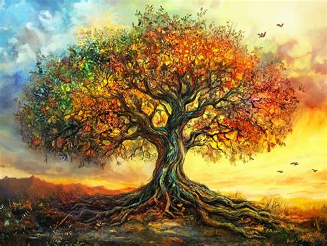 Illustration stylisée de l'arbre de vie avec des racines profondes et des branches étendues