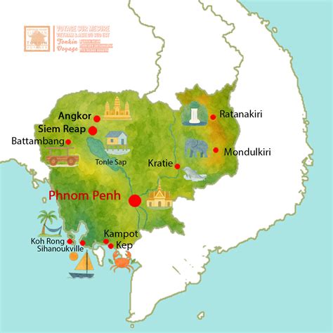 Carte du Cambodge mettant en évidence les régions minières de Ratanakiri et Pailin.