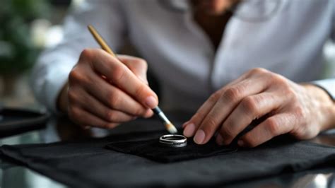 Bijoutier travaillant avec précision sur une bague à l'aide d'outils spécialisés
