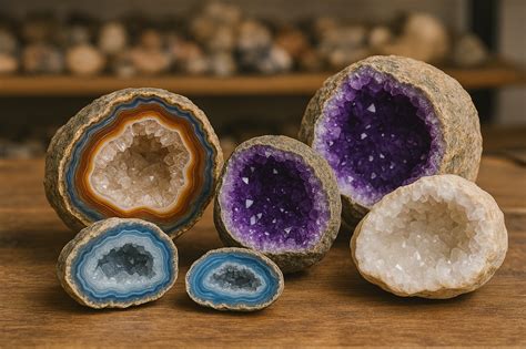 Exemple de géode avec des cristaux de grenat bien formés