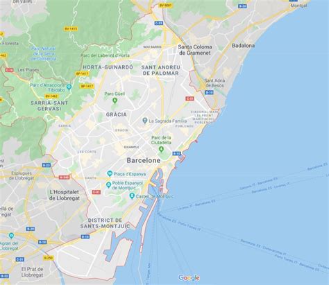 Carte de Barcelone avec l'emplacement indiqué pour l'établissement de TOUS