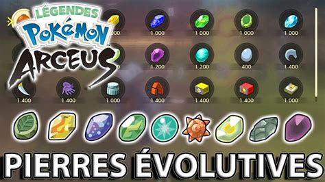 Infographie présentant les différentes pierres évolutives et les Pokémon qu'elles font évoluer.
