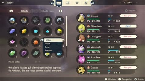 Illustration des différentes pierres d'évolution disponibles dans Pokémon Soleil et Lune