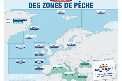 Carte des principales zones de pêche de la coquille Saint-Jacques en France et en Europe