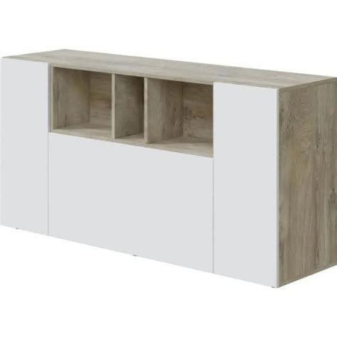 Schéma des dimensions et des niches de rangement du buffet bas 4 portes Topaze