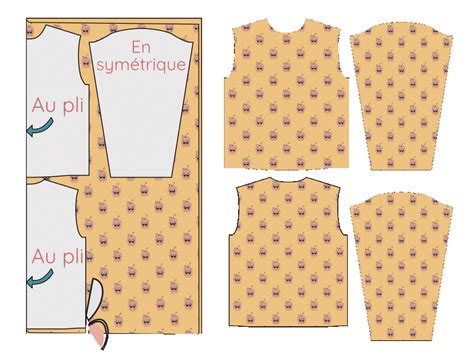 Schéma montrant le report du patron sur le tissu de voile avec indication des laizes et marges