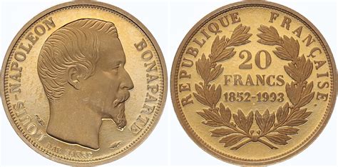 Tableau comparatif des différentes pièces (10 francs, 20 francs, Napoléon III) et leurs caractéristiques.