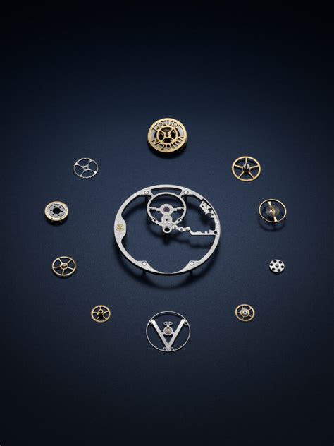 Détail du tourbillon volant Poinçon de Genève avec le V de Louis Vuitton