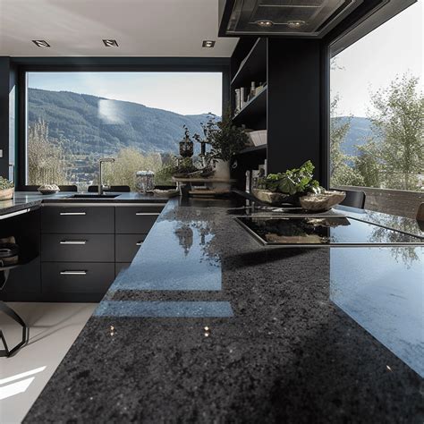Exemple de plan de travail en granit bleu 