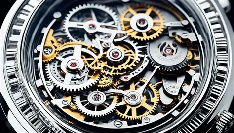 Gros plan sur un mécanisme de montre complexe, symbole de la haute horlogerie.