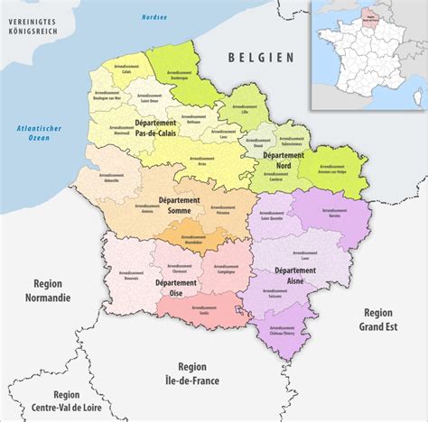 Carte de la région des Hauts-de-France avec des points d'intérêt pour les artisans bijoutiers