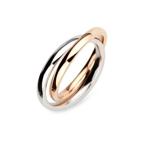 Schéma de la bague femme avec deux anneaux entrelacés