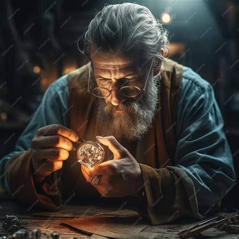Illustration d'un artisan bijoutier travaillant sur une bague dans un atelier