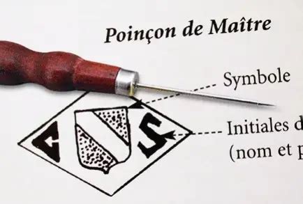Exemple de poinçon de maître moderne en losange avec initiales et symbole