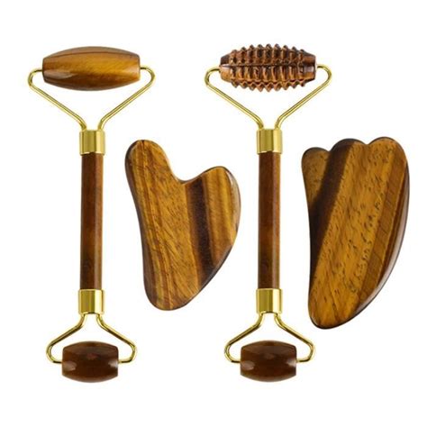 Rouleau de massage facial en œil de tigre
