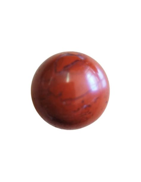 Image d'une sphère de collection en jaspe rouge avec son support