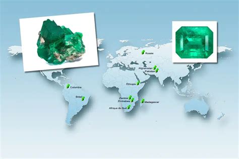 Infographie comparant les types d'émeraudes (africaines vs colombiennes)