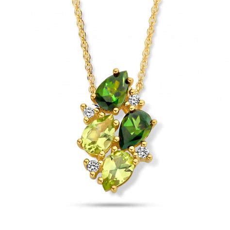 Exemple de pendentif tourmaline verte associé à des diamants