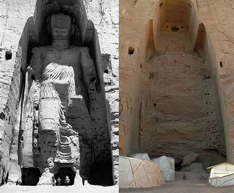 Représentation des Bouddhas de Bamiyan avant leur destruction.