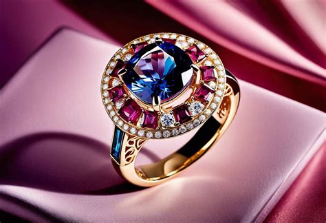 Exemple de bague ethnique indienne ornée de pierres colorées et de motifs complexes