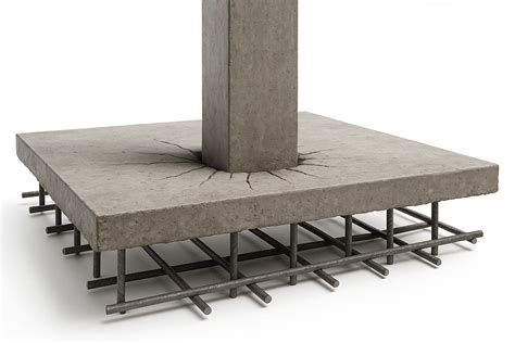 Schéma illustrant le phénomène de poinçonnement dans une dalle en béton armé, montrant un poteau traversant la dalle sous l'effet d'une charge concentrée.