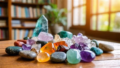 Illustration conceptuelle de la lithothérapie avec des cristaux et une aura énergétique