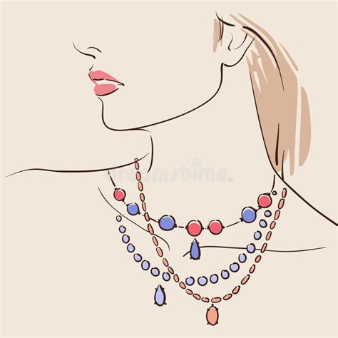 Illustration d'une femme portant un collier sautoir avec une tenue décontractée