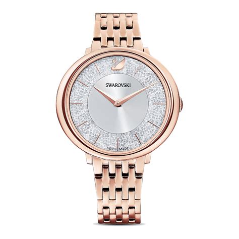 Boîtier de la montre Swarovski Crystalline avec détails en or rose et pierres