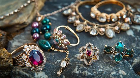 Collage de bijoux Mariusse & Bonnet inspirés par la nature, avec des pierres précieuses et des motifs saisonniers