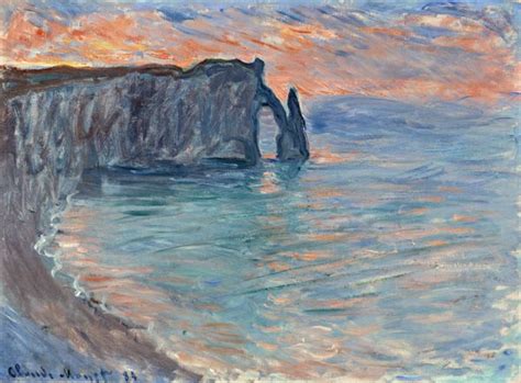 Une des célèbres peintures de falaises d'Étretat par Claude Monet.