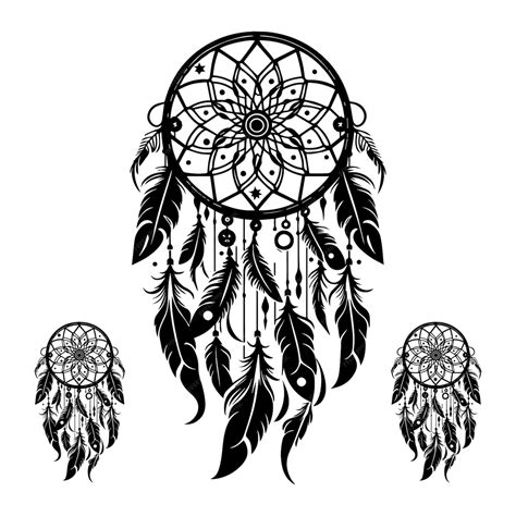 Illustration traditionnelle d'un attrape-rêves avec ses plumes et perles