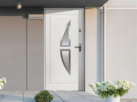 Porte d'entrée Carat blanche avec inserts inox