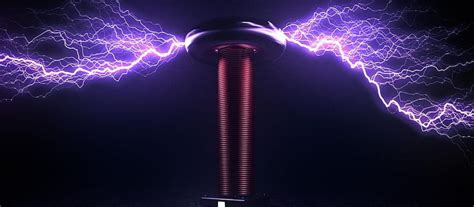 Illustration d'une bobine Tesla en action, produisant des arcs électriques