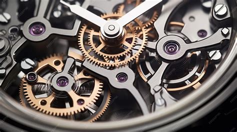 Gros plan sur un mouvement de montre mécanique complexe