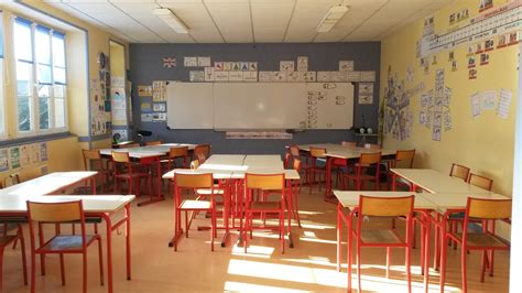 Représentation visuelle de la salle de classe de la pension Muche avec les inscriptions morales au mur.