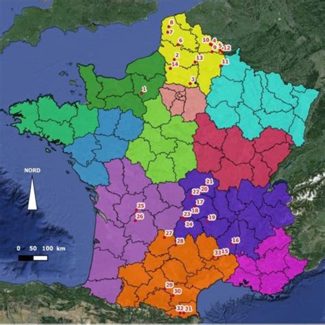 Carte des localisations des braquages de bijouteries mentionnés