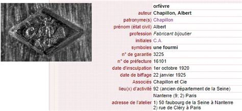 Poinçon d'Albert Chapillon et Cie