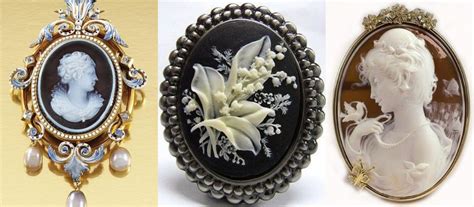 représentation de bijoux avec des camées typiques du Premier Empire