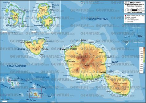 Carte des îles de Polynésie française mettant en évidence la région de Tahiti