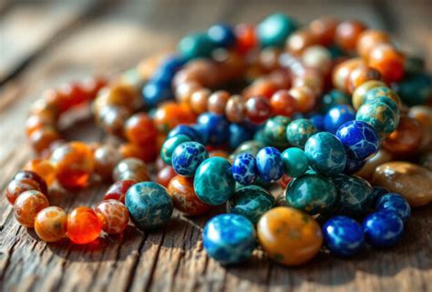 Illustration de divers bracelets baroques, chacun mettant en valeur une pierre naturelle différente, avec un focus sur leurs formes irrégulières et leurs couleurs variées.