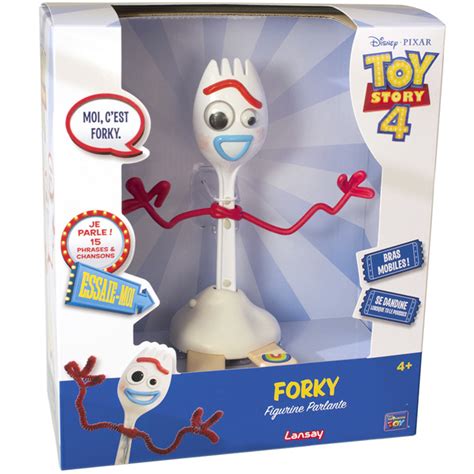 Figurine parlante de Forky de Toy Story 4 avec des expressions faciales vivantes.