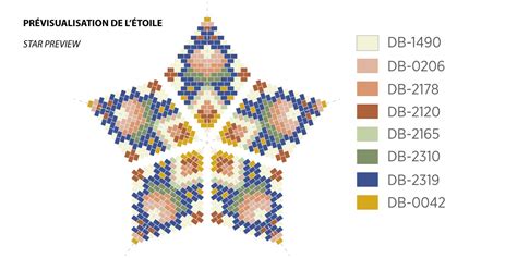 Illustration d'une étoile 3D réalisée en Peyote circulaire.
