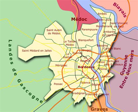 Carte de la métropole bordelaise avec les emplacements potentiels des nouveaux ponts