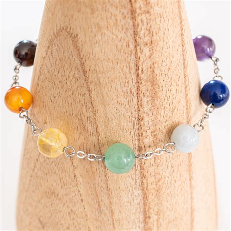 Bracelet 7 chakras avec pierres naturelles montées sur élastique